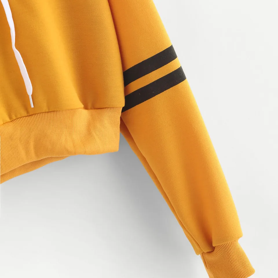 Darmowe strusia bluza bluzy damskie w paski długie rękawy Sudadera Mujer Deporte Jumper kobiety Harajuku żółta koszulka typu crop top No8 Darmowe strusia bluza bluzy damskie w paski długie rękawy Sudadera Mujer Deporte Jumper kobiety Harajuku żółta koszulka typu crop top No8
