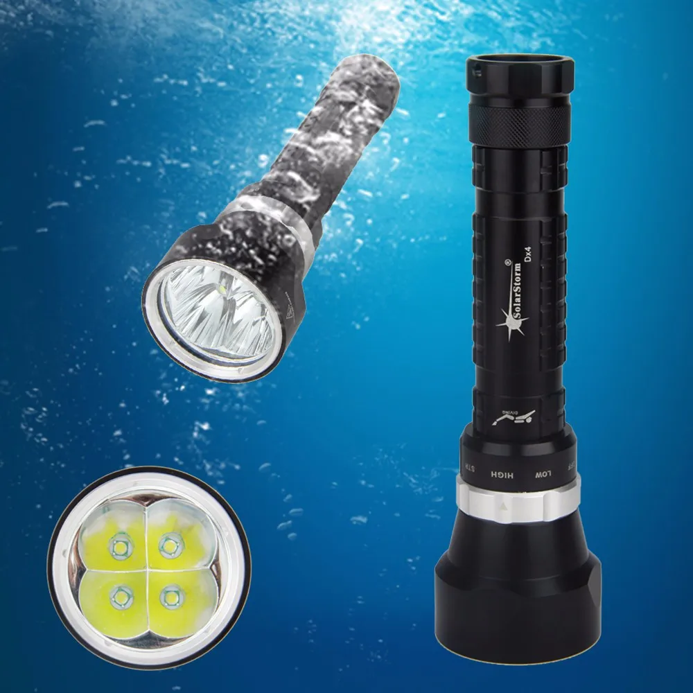 

SolarStorm LED 1200Lm Waterproof 4xXML L2 Scuba Diving Flashlight Torch Light 100M With 26650 Battery +charger