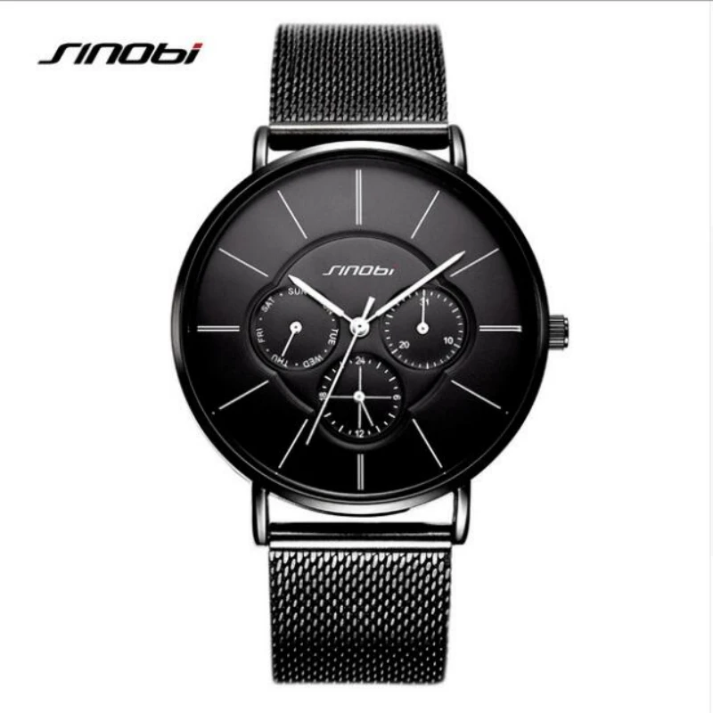 

SINOBI Fashion Women's Watches Week Display Ultra thin Watch Women Watches Auto Date Ladies Watch Clock bayan saat montre femme