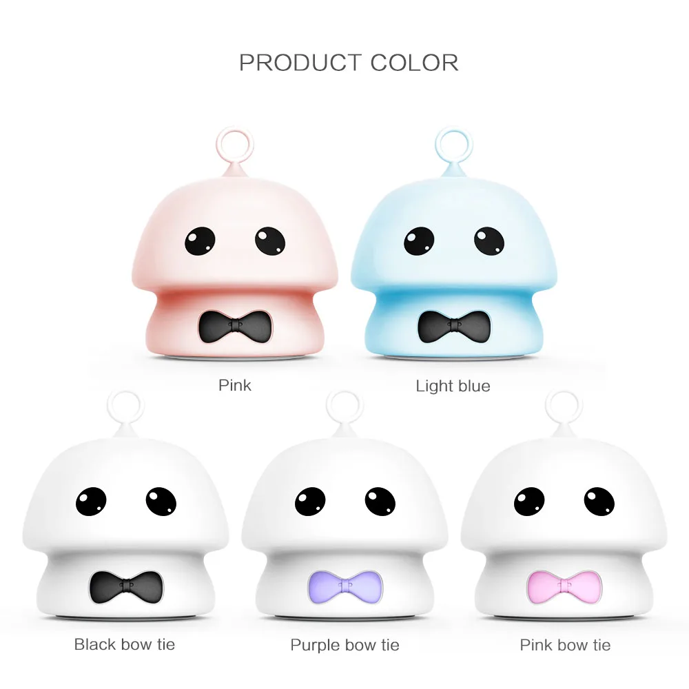 

Mushroom LED Night Light Touch Sensor Colorful Silicone Outdoor Camping Travel Flashlight Bedside Lamp for Children Kids Baby
