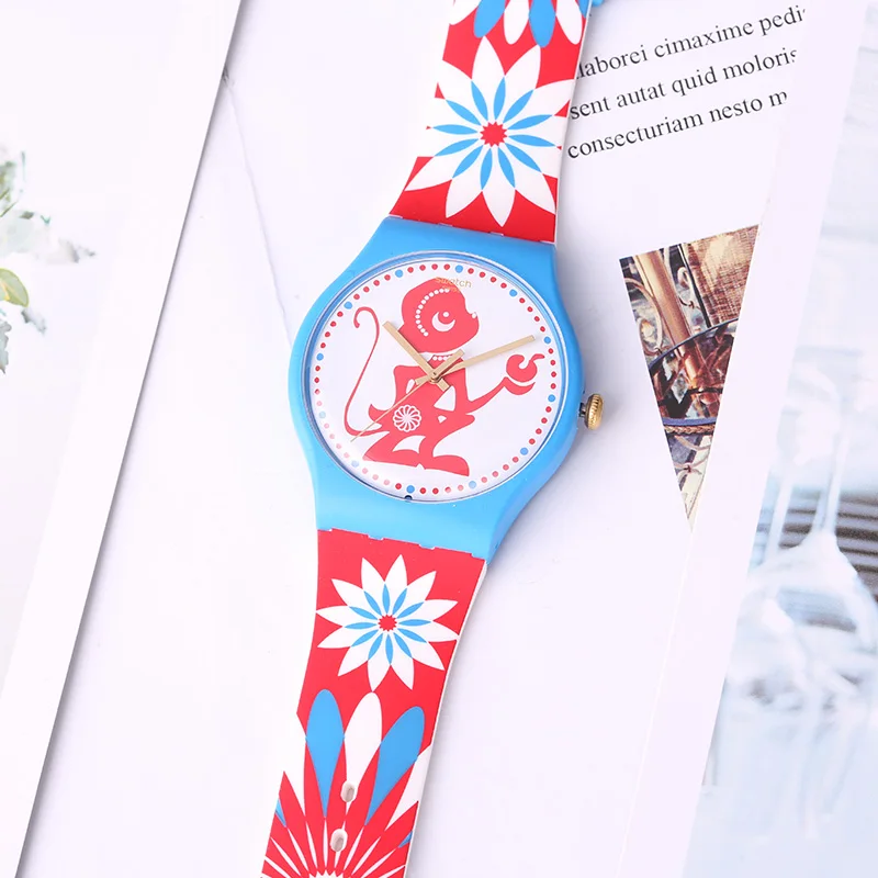 Часы Swatch Знак зодиака Обезьяна мужские и женские часы SUOZ203|Кварцевые часы| |