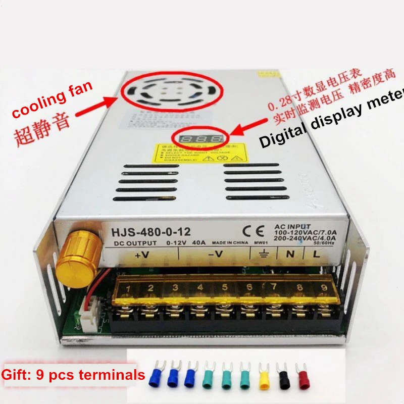 Вход переменного тока 110/220 В 480 Вт выход 0-5 в 12 В 24 в 36 в 48 в 60 в 80 в 120 в 160 в 220 В Регулируемый источник питания с переключением напряжения постоянного тока