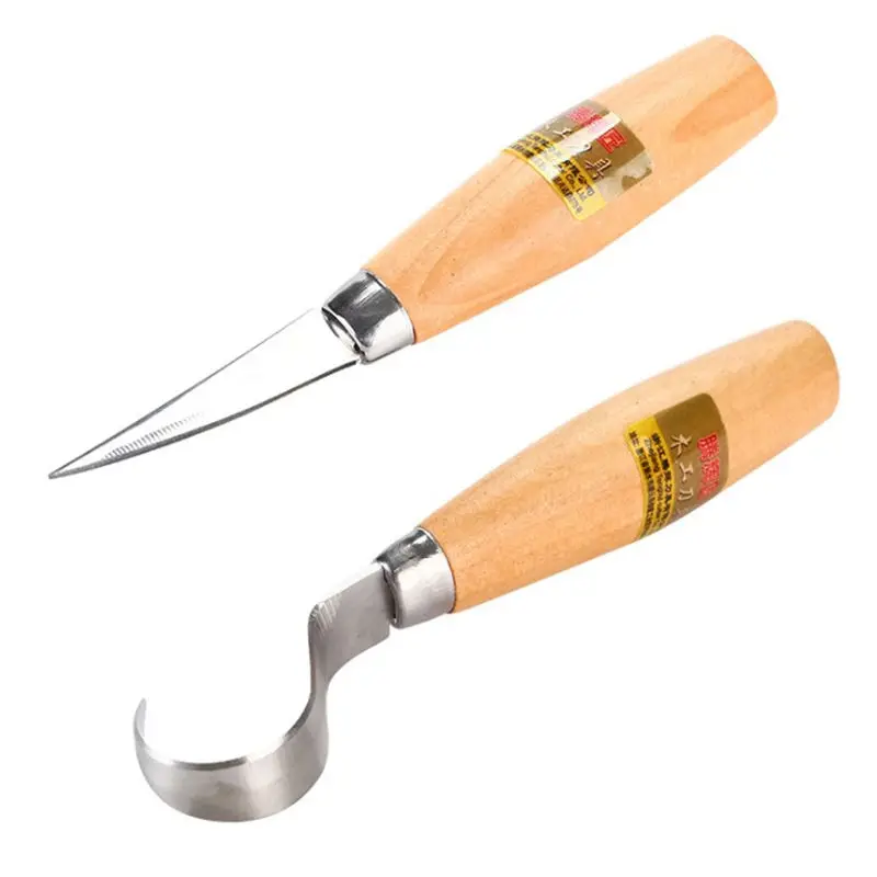 

Stainless Steel Woodcarving Cutter Woodwork Sculptural DIY Wood Handle Spoon Carving Knife Woodcut Tools Kit