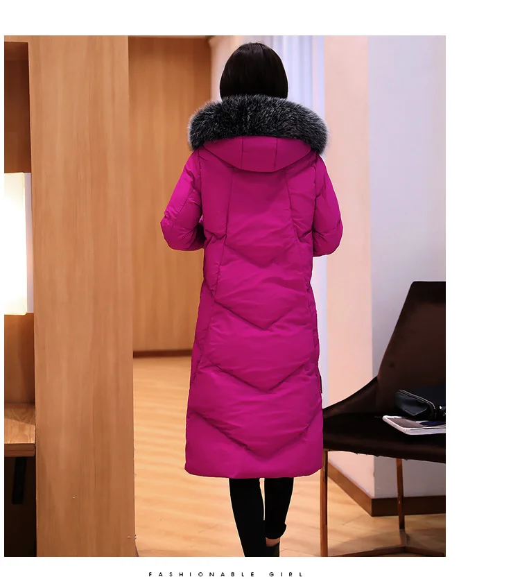 Jacket Womens Winter Long Cotton Padded Jacket Elegant Fur Collar Hooded Coats For Female 2018 New Plus Size Loose Overcoats LZ960 (21)