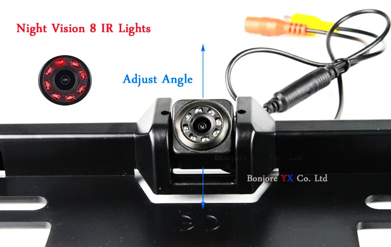 Koorinwoo Европейская Автомобильная рамка для номерного знака, камера для парковки, камера заднего вида, 8IR, ночное видение, два датчика парковки, Реверсивный