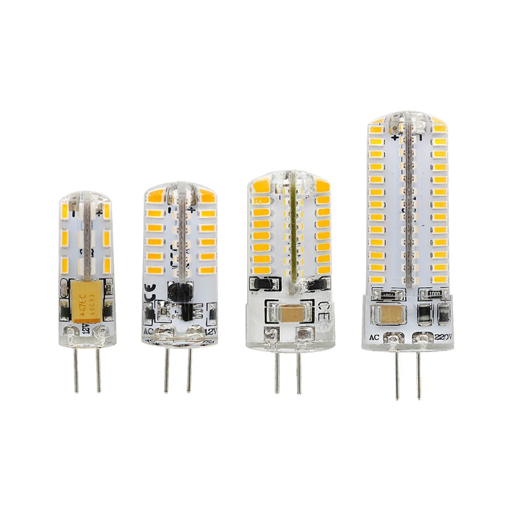 

2W 3W 4W 3014SMD G4 LED Silicone Lamp Corn Light Bulb AC 220V 110V DC 12V home lighting spotlight Chandelier Bulbs 3000K 6000K