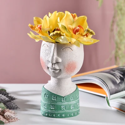 Современная керамическая скульптура для портрета с лицом человека, цветочный горшок, украшения для балкона, сада, украшения, сушеная ваза для цветов, мебель - Цвет: style8