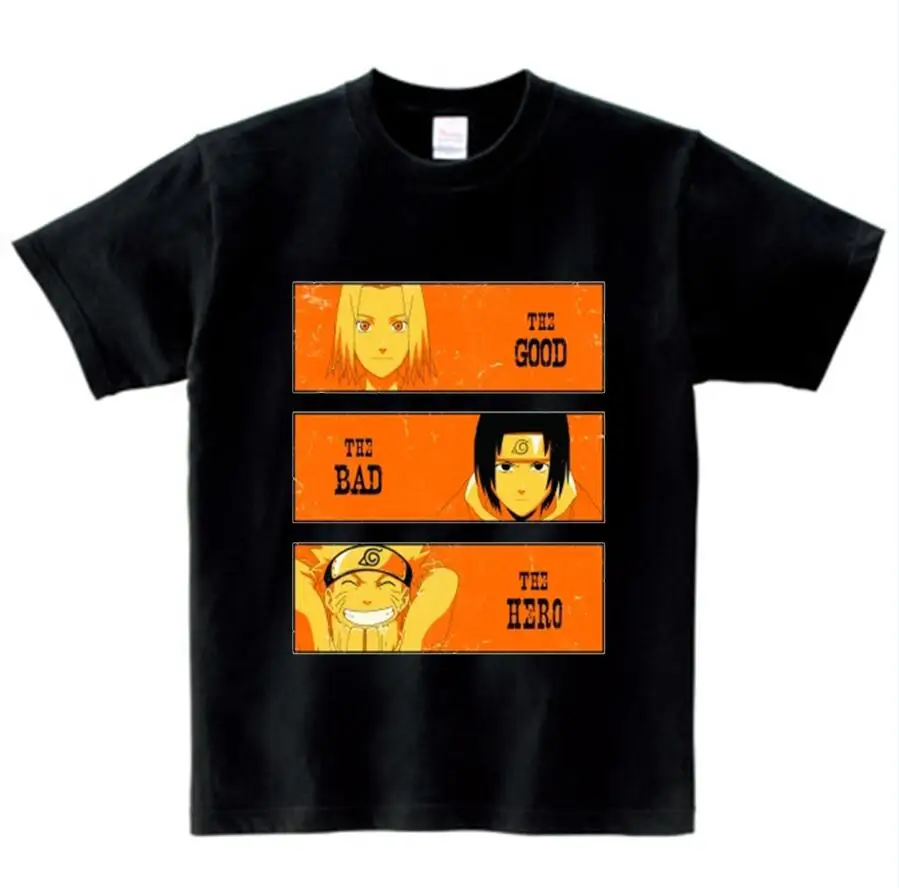 black childreT-shirt Летняя Детская футболка с аниме детская футболка «Узумаки Наруто» Модная брендовая одежда футболки с короткими рукавами для мальчиков и девочек в стиле хип-хоп - Цвет: black childreT-shirt