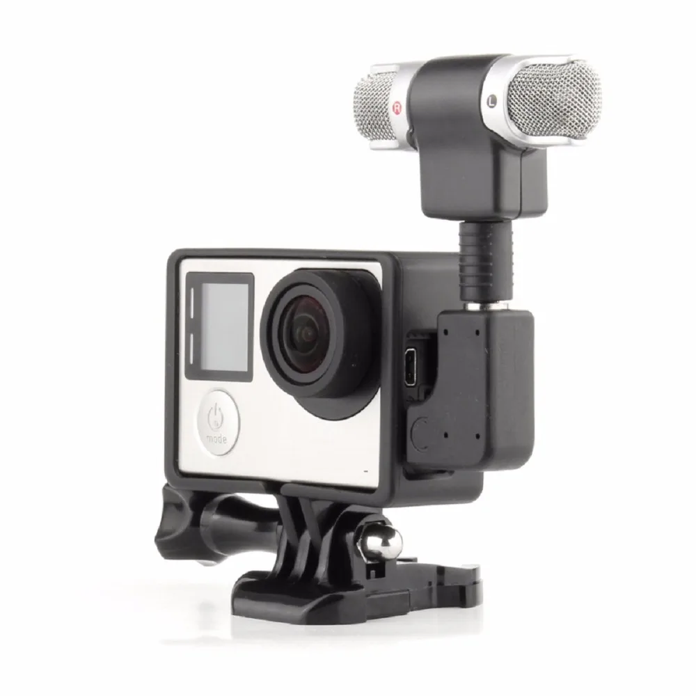 

7 in 1 For GoPro Hero 3 3+ 4 Mini USB 3.5mm Microphone + Frame +Screw + Buckle + Adapter Sports Action Camera Accessories #F3114
