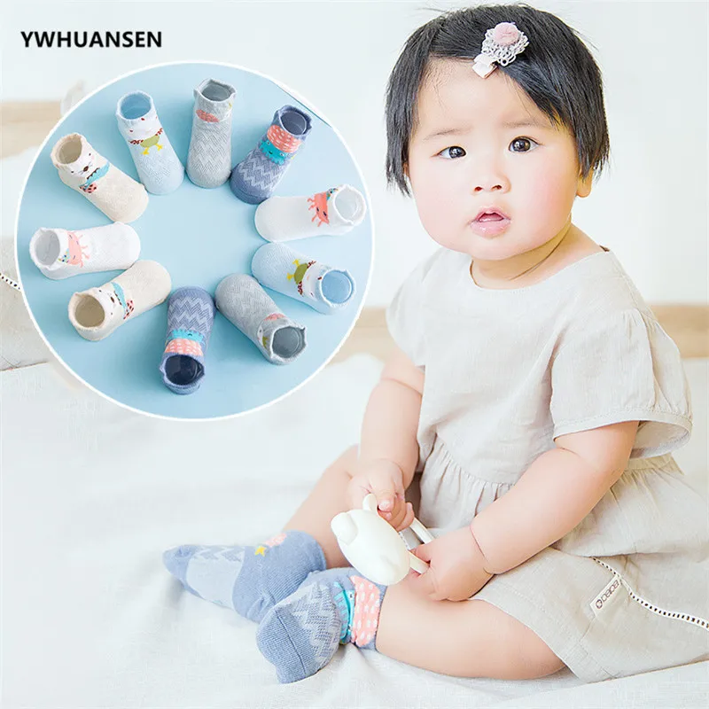 YWHUANSEN/5 пар/лот, тонкие сетчатые носки для малышей на весну и лето, забавные носки из хлопка для мальчиков и девочек ясельного возраста