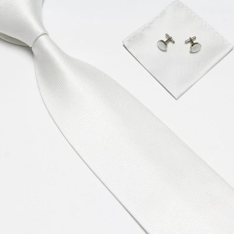 Мужские галстуки карманные Квадратные Запонки Набор 10 см галстук в клетку Hanky Галстуки клетчатые носовые платки свадебный бизнес галстук жениха - Цвет: 2 white