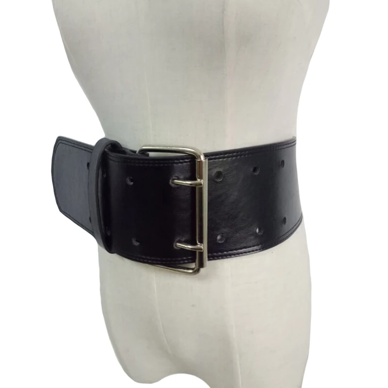 Metal Buckle Wide Leather Belt Punk 