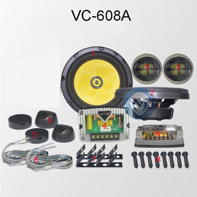 

VC-608A Top-Grade Automotive Component Speakers Passive 130W 92db Sensitivity