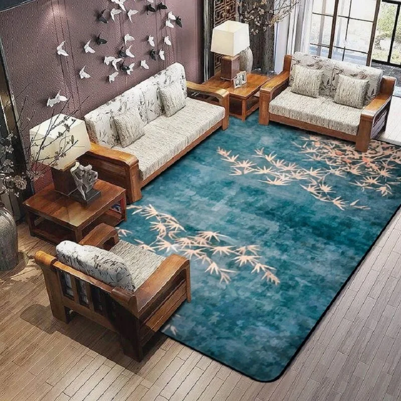 3D сливовый цветочный ковер для гостиной с рисунком крана, коврики для гостиной, Нескользящие, китайский стиль, кленовый пол, коврики для спальни