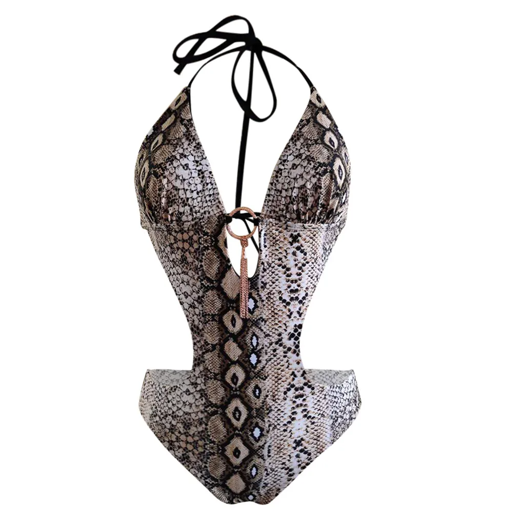 Bikini Swimwear Fashion Wome Lace Up Printed Padded Push-up One Piece Bikini biquini Set Sexy Swimsuit Bikinis