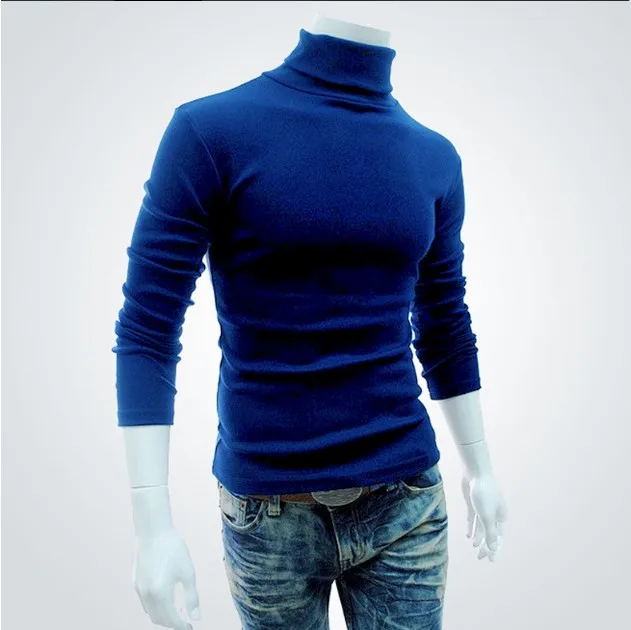 2019New Autumn Winter Men'S Sweater Men'S Turtleneck Solid Color Casual Sweater Men's Slim Fit Brand Knitted Pullovers - Цвет: 7
