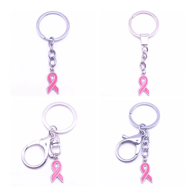

Hot Sale Breast Cancer Awareness Pink Ribbon Charm Key Chain & Key Ring For Man Woman Gifts 1pcs/lot