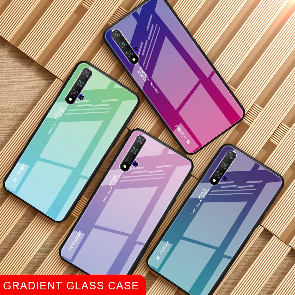 

Gradient Phone Case For Huawei P smart P30 P20 Pro Mate20 Lite Honor 20 Pro 10i 20i 8A 8X 8S 10 9lite Colorful Glass Cover Case