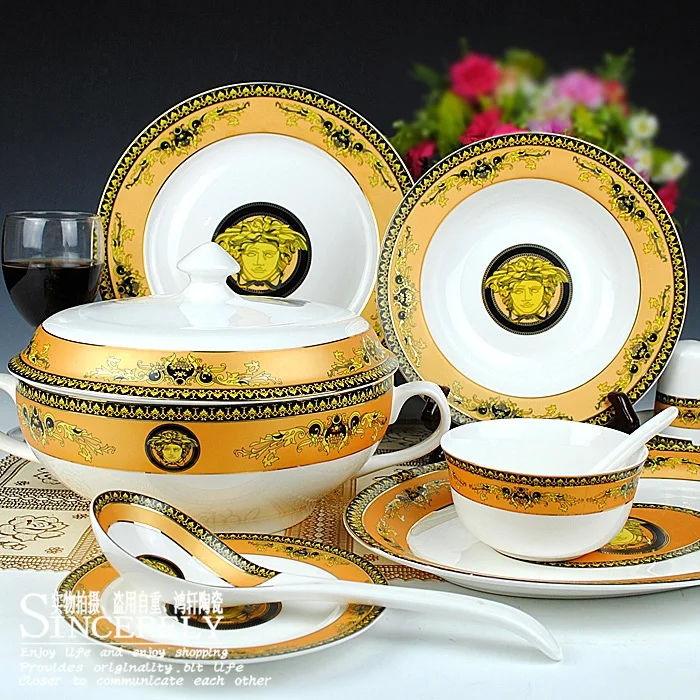 56 quality bone china dinnerware set luxury royal crocodilein