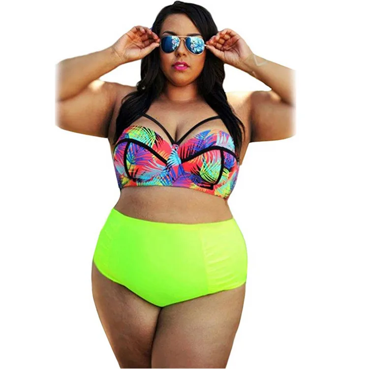 

2017 New style Printing plus to Split female swimsuit Sexy Bikinis Women swimsuits High waist Backless