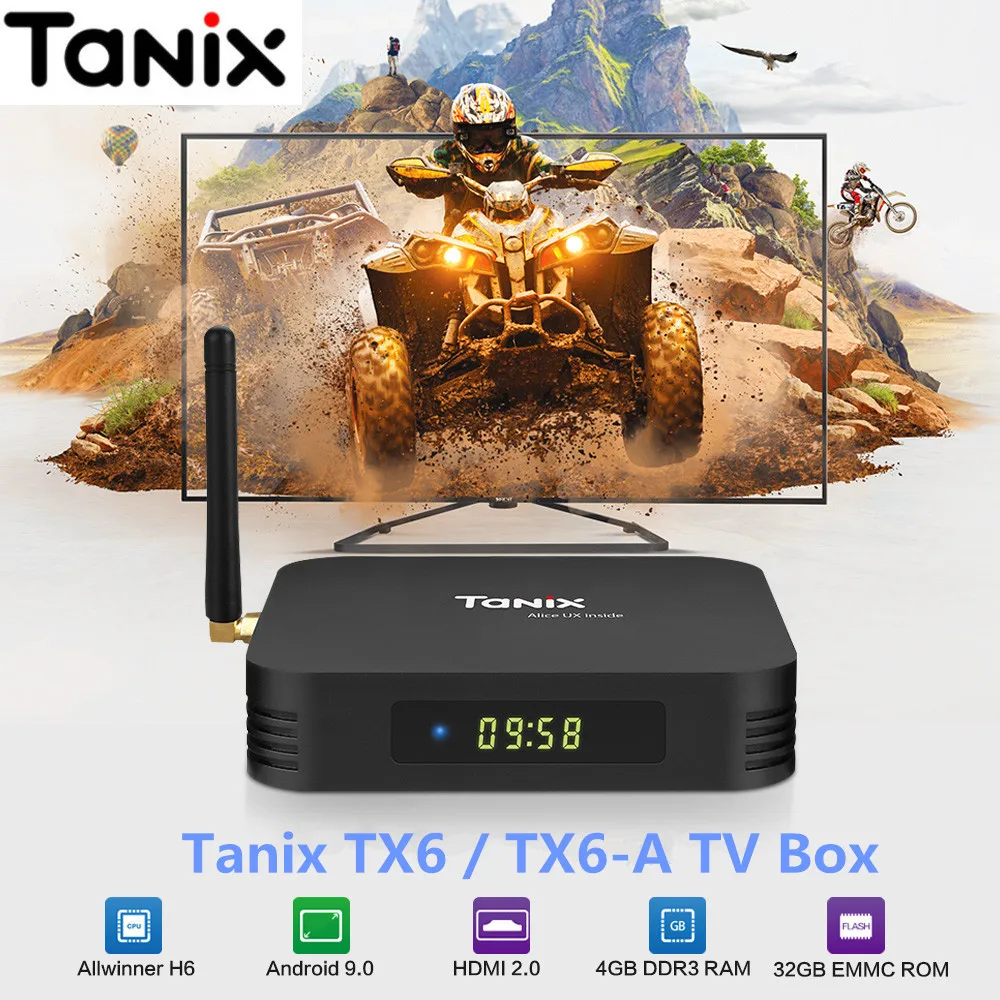 Tanix TX6 TX6-A Android 9.0 Smart TV Box Allwinner H6 4GB 32GB 64GB EMMC Set Top Box 2.4GHz + 5.8GHz WiFi Bluetooth5.0 4K Player