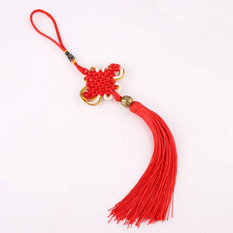 8 наборов Китай стык DIY Китай Пномпень автомобиль подвесной кулон уши узел кисточкой труба китайский узел - Цвет: red nude