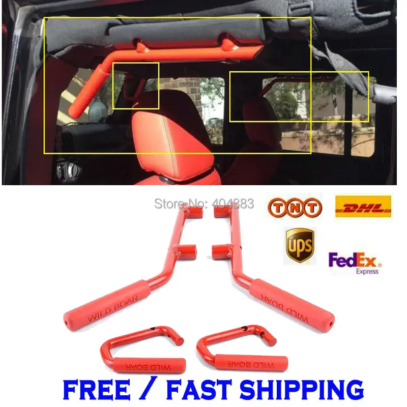 GOOD QUALITY FAST SHIPPING Car Accessories Red Pair Grab Bars 2 4 Door Front Grab Handles
