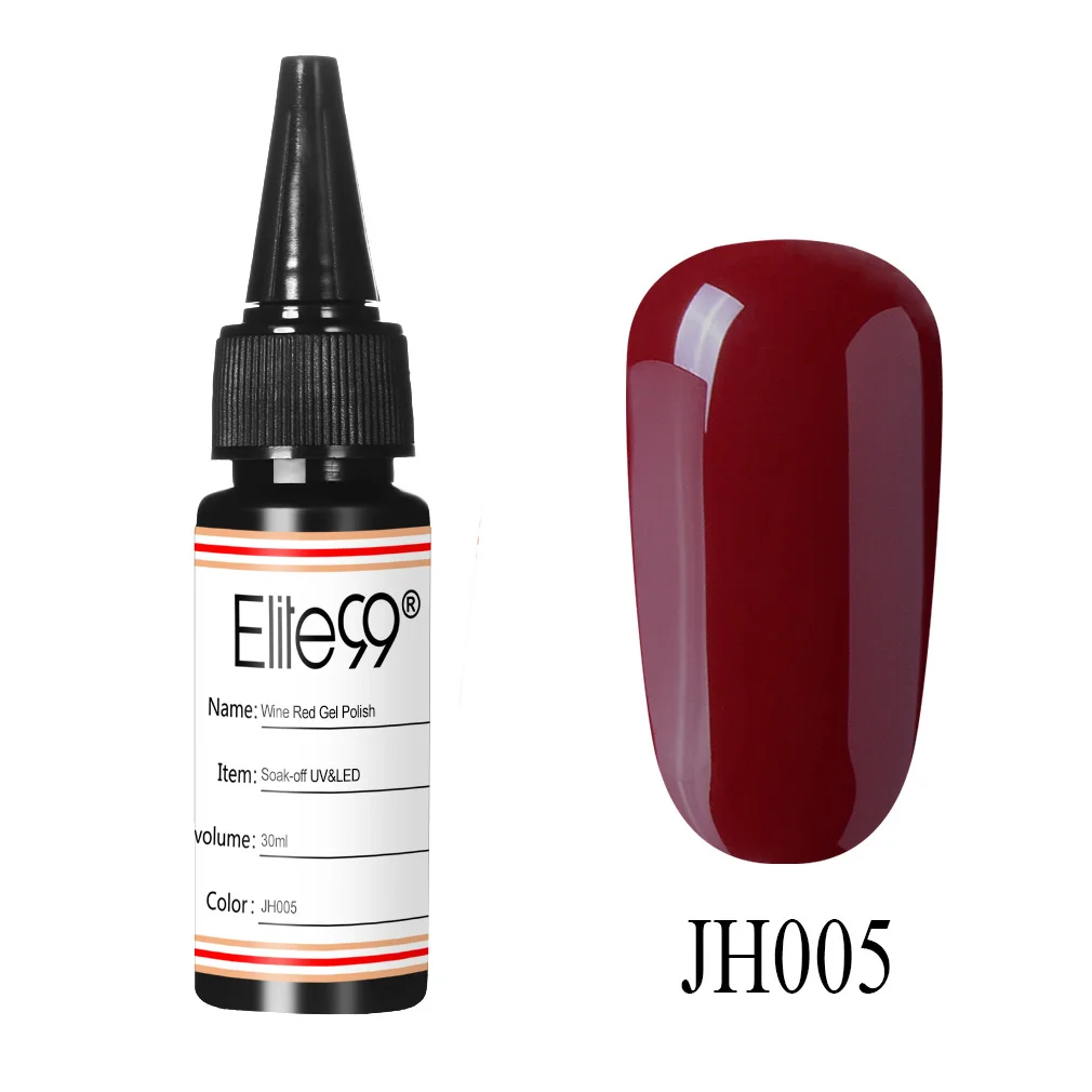 Elite99 30 мл винно-красный Гель-лак для ногтей впитывающийся УФ-гель для дизайна ногтей Полупостоянный Гибридный гвоздь Гель-лак основа верхнее покрытие - Цвет: JH005
