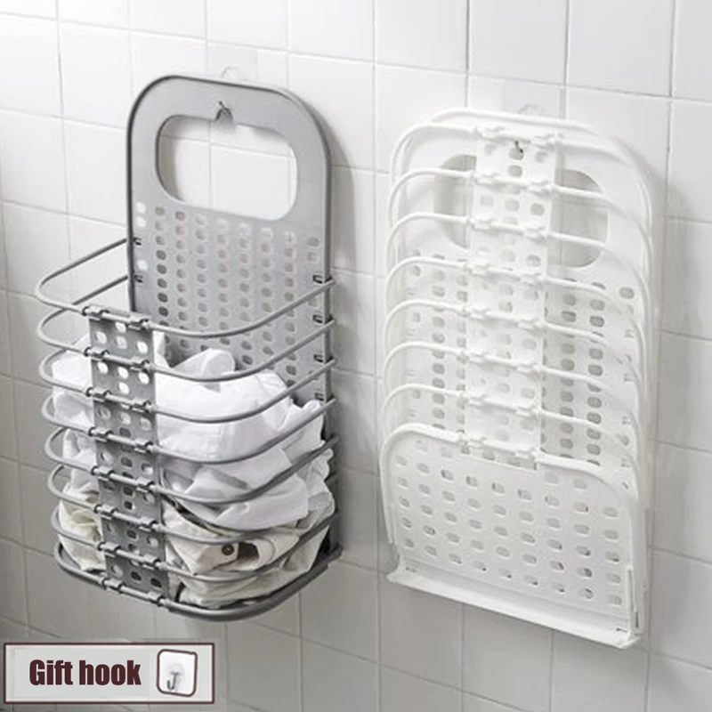 

Plastic Square Wall mounted Foldable Storage Basket Laundry Baskets Home Stoarge Organizer Bathroom Tool For Underwear Clothes