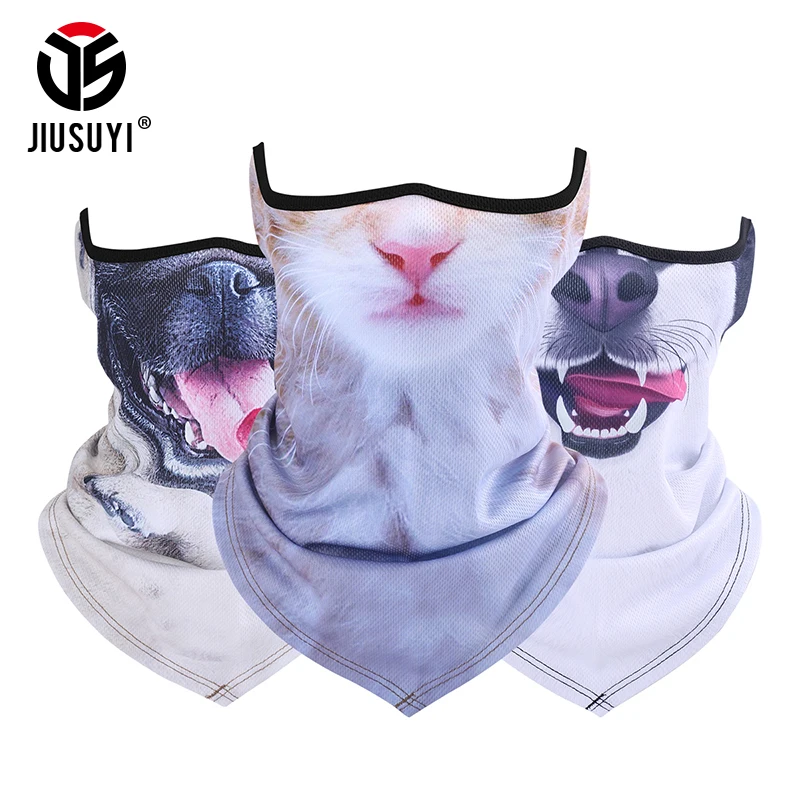 3D Собака Кошка Животное уха крышка бандана шеи Gaiter теплая половина лица маска