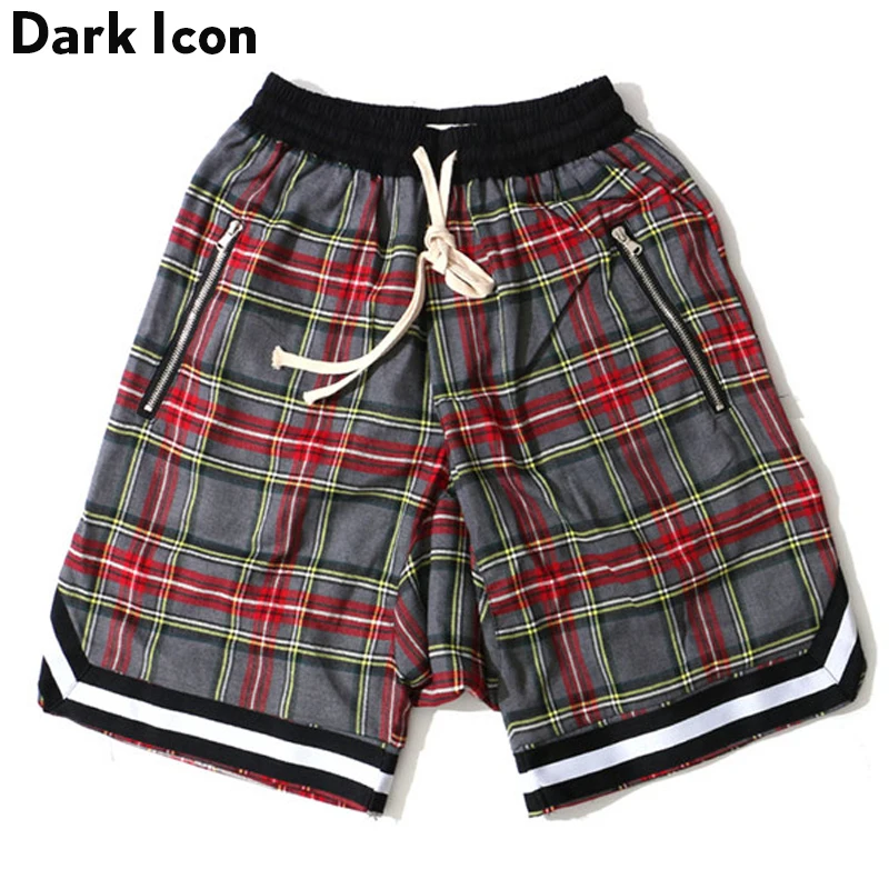 DARK ICON мужские клетчатые шорты с эластичной резинкой на талии летние мужские шорты с заниженным шаговым швом 3 цвета