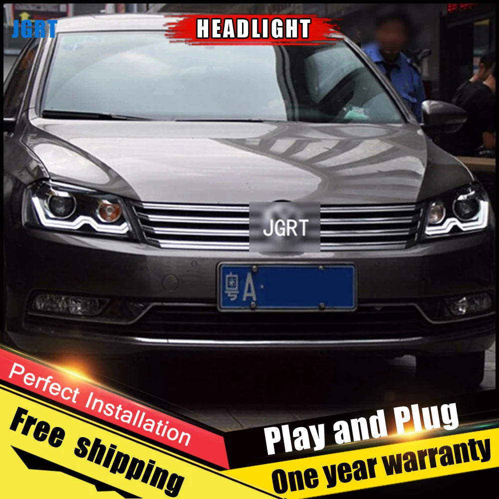 2 шт. автомобильный стиль светодиодный фары для VW Passat 2012- для Passat Головной фонарь светодиодный DRL Объектив двойной луч H7 HID Xenon bi xenon объектив