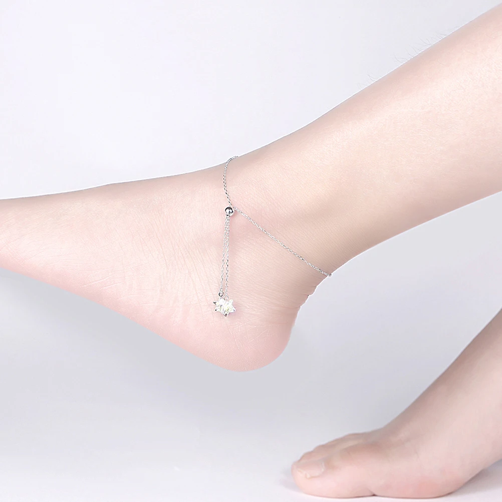 

Women Girls S925 Sterling Silver Anklet Jewelry Adjustable Casual Elegant Beach Style Foot Bracelet Chain