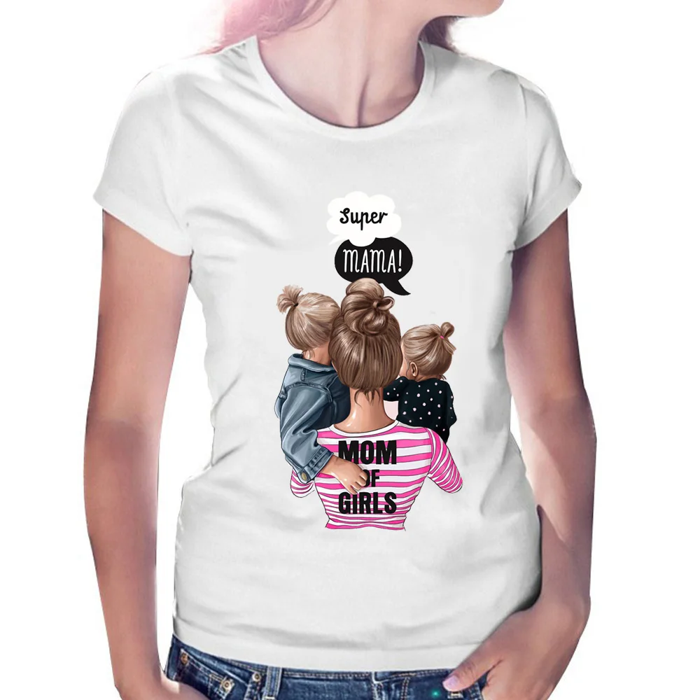 

Mother's Love T-shirts Women Mom and Duaghter son family White T-shirt Summer Short Sleeve Female T-shirts Top Vogue T Shirt