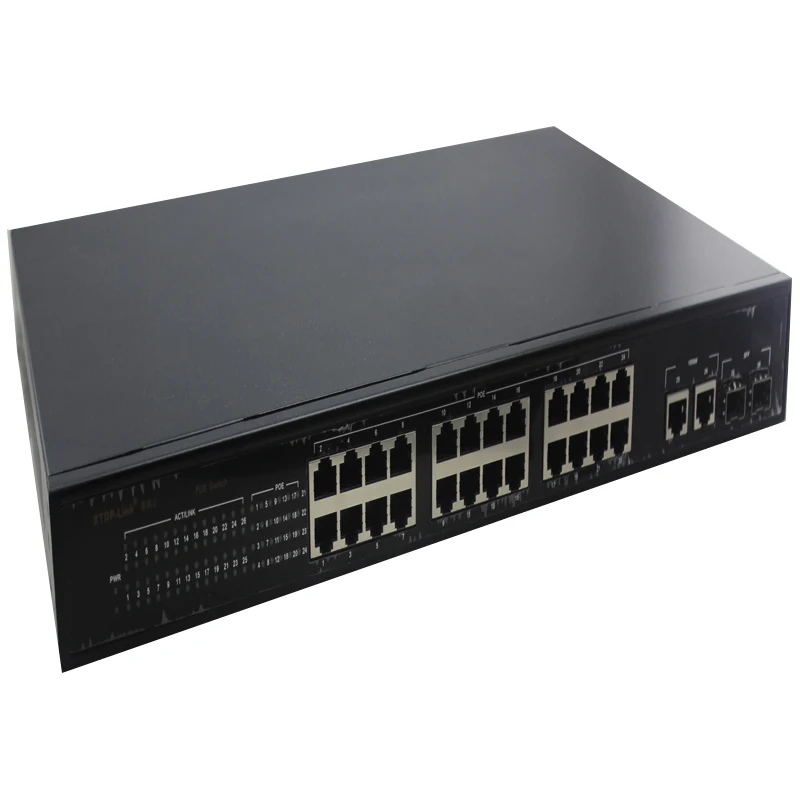 19" rack mount 1U metal case 24 100M +2 port gigabit combo sfp/rj45