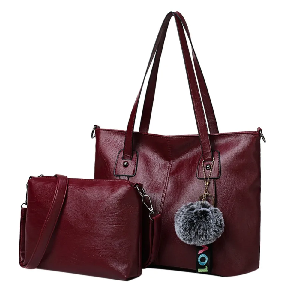 

Retro Women Soft Leather Handbags Vintage Design Crossbody Shoulder Bag with Fur Ball Girls Shopping Totes Bags Handbags Bolsos