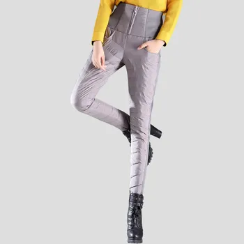 

Casual Women White Duck Down Pants Winter Thick Warm Slim High Waist Pencil Pants For Women Plus Size 4XL skinnyTrousers 092102
