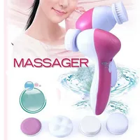 5 in 1 Pink Electric Facial Cleaner Face Skin Care Brush Massager Waterproof Spin Body  Facial Pore Cleaner Face Massager 2