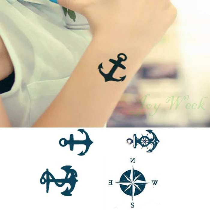 waterproof temporary tattoo sticker anchors compass small size waterproof temporary tattoo sticker anchors compass small size