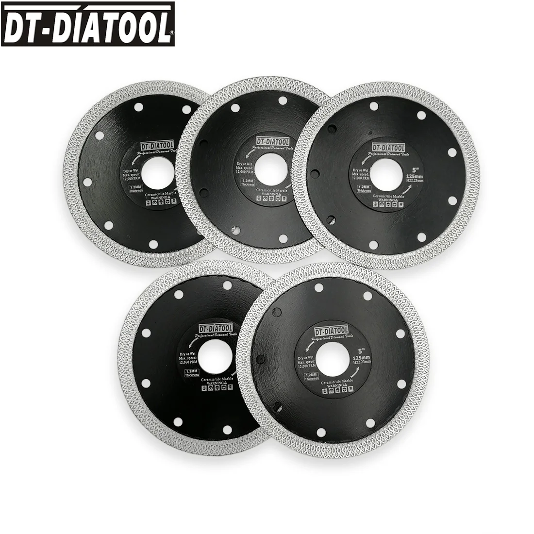 DT-DIATOOL 5 шт./pk диаметр 105/115/125 мм Высокое качество Быстрая Сушка или мокрой Diamond X Mesh турбо-обод сегмент режущие диски резка диск 4 "4,5" 5"