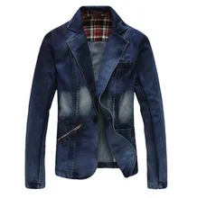Plus Größe XXXL 4XL Männer Denim Blazer Männer Jeans Anzüge Casual anzug One Button Jean Jacke Männer Slim Fit Denim Jacke Anzug männer