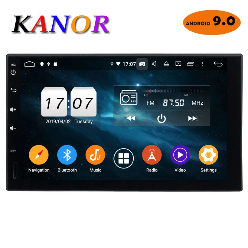 KANOR Восьмиядерный ОЗУ 4 Гб ПЗУ 32 ГБ 2 Din Android 9,0 автомобильный аудио стерео радио с gps WiFi универсальный gps навигация видео головное устройство