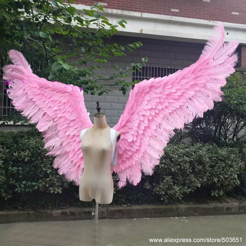 Натуральные перья ручной работы серии Большой размер милые розовые крылья ангела для авто шоу окна дисплей красивый свадебный Декор реквизит