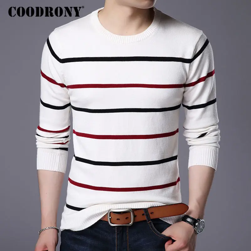 COODRONY س الرقبة البلوز الرجال العلامة التجارية الملابس 2019 الخريف الشتاء جديد وصول الكشمير رداء علوي من الصوف الرجال عارضة مخطط سحب الرجال 152