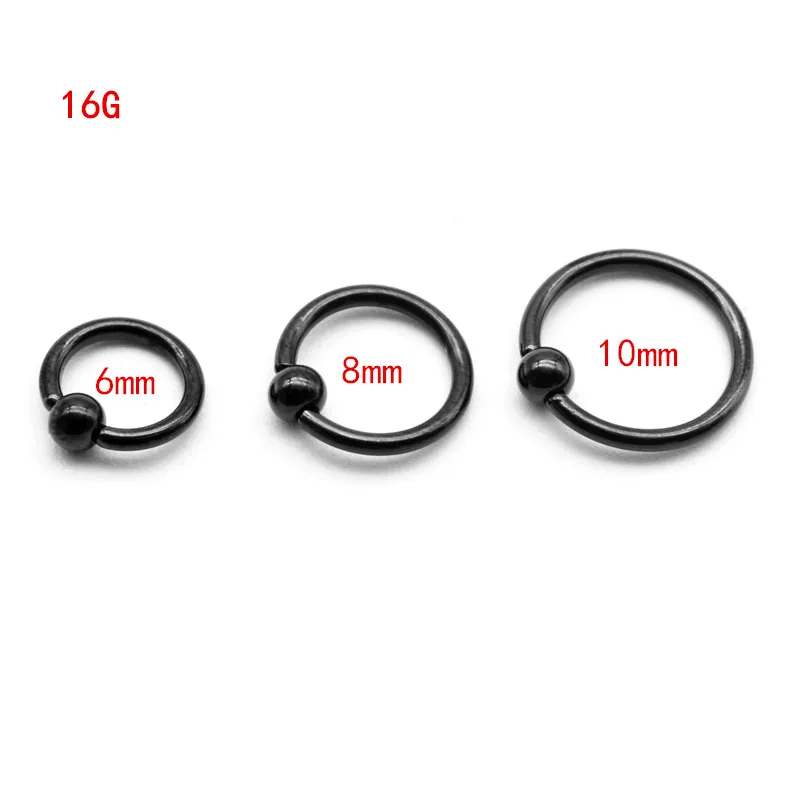 Black Captive Ball Rings Bcr Eyebrow Tragus Nose Nipple Ring Bar Lips