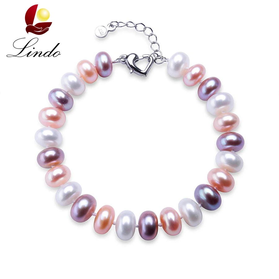 

Top Quality 8-9mm Natural Freshwater Pearl Bracelets For Women White/multi-color Pearl Jewelry 18cm+4cm Extended Chain Ny LINDO