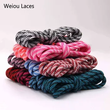

Weiou 5mm Round Type Polyester Two Tone Twill Middle Dot Checkered Laces Exclusive Red White Black Shoestring For Boots Shoelace
