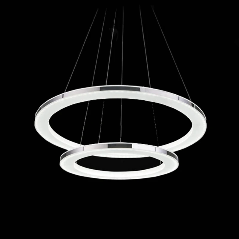 

Ecolight Free Shipping Modern Led Pendant Lamp 2 Rings Acrylic Metal Chrome Pendant Light for Dinning Room Living Room