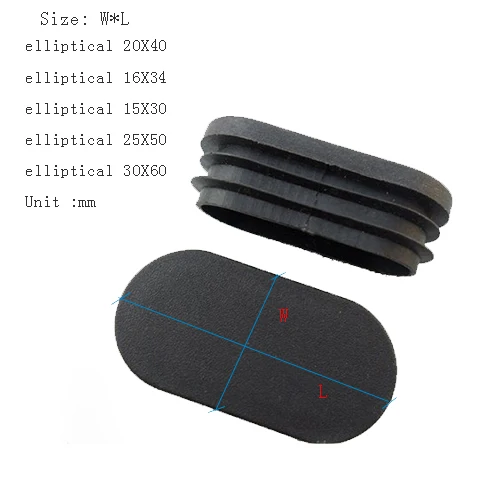 

50 pcs 10*20 15x30 20x40 16x36 25x50 30x60mm elliptical olive tube plug cap cover pad ends tube insert end chair leg feet