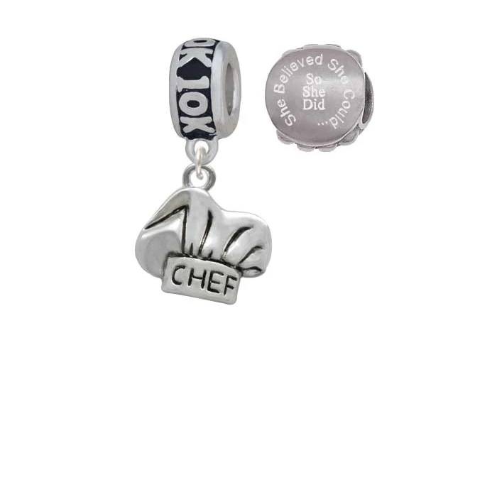Chef Hat 10K Run She Believed She Could Charm Beads (Set of 2)